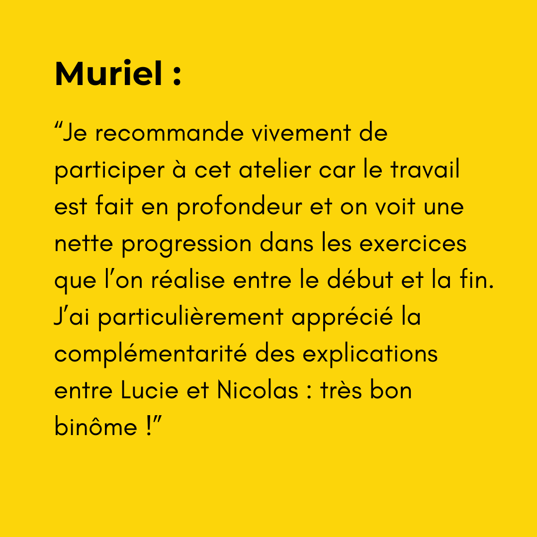 Muriel - atelier Dos 15 juin 2025 : Atelier « Dos et hanches libres », à Toulouse - Lucie et Nicolas