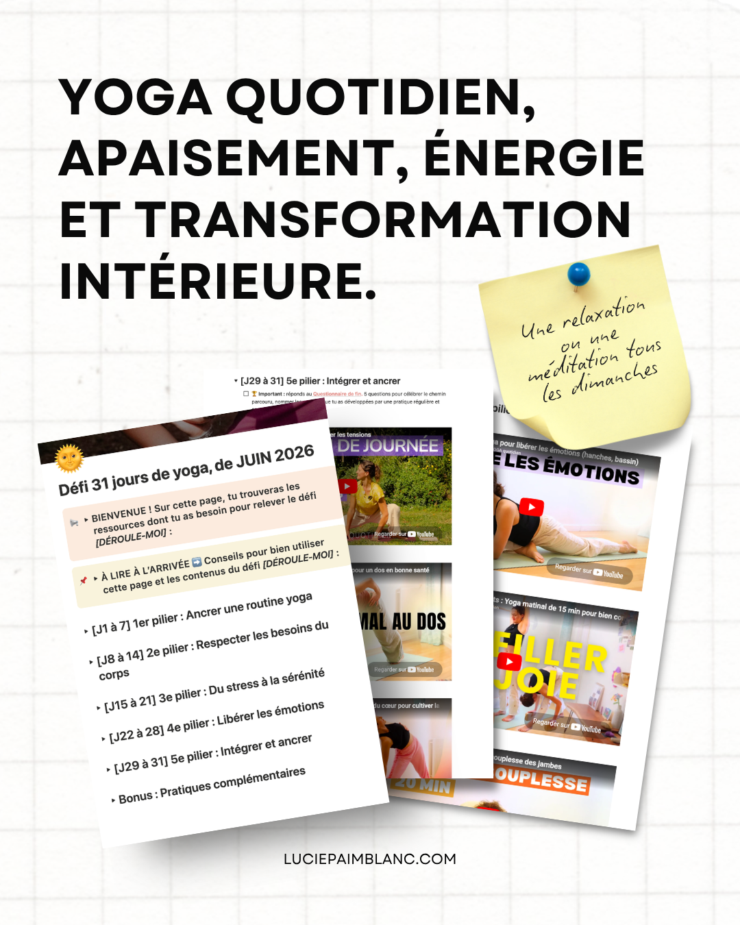 Mon YOGA quotidien : Défi 31 jours de yoga, par Lucie Paimblanc